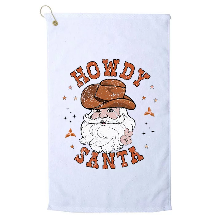 Retro Howdy Santa Cowboy Cowgirl Western Howdy Christmas Platinum Collection Golf Towel