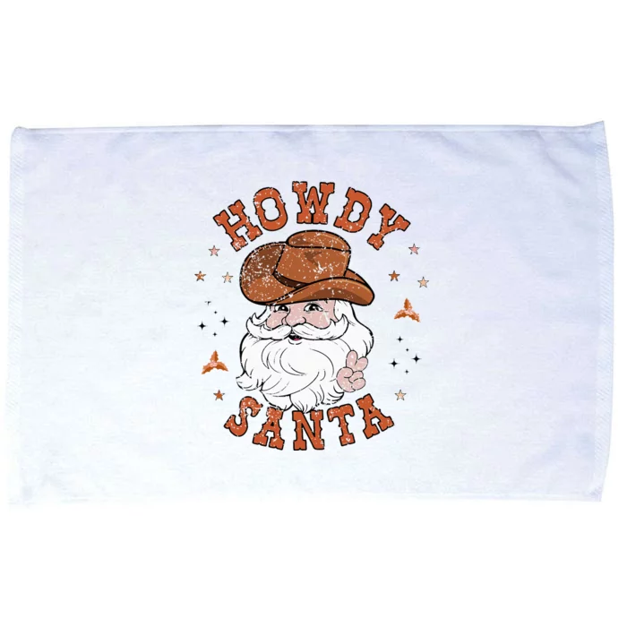 Retro Howdy Santa Cowboy Cowgirl Western Howdy Christmas Microfiber Hand Towel