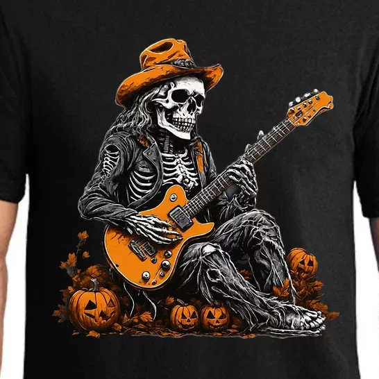 Rocker Halloween Skeleton Guitar Halloween Pajama Set