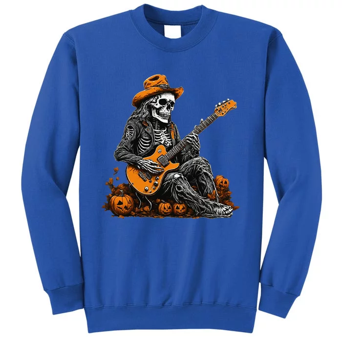 Rocker Halloween Skeleton Guitar Halloween Tall Sweatshirt