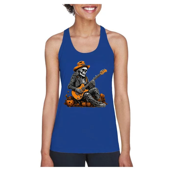 Rocker Halloween Skeleton Guitar Halloween Women's Racerback Tank