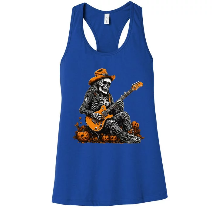 Rocker Halloween Skeleton Guitar Halloween Women's Racerback Tank