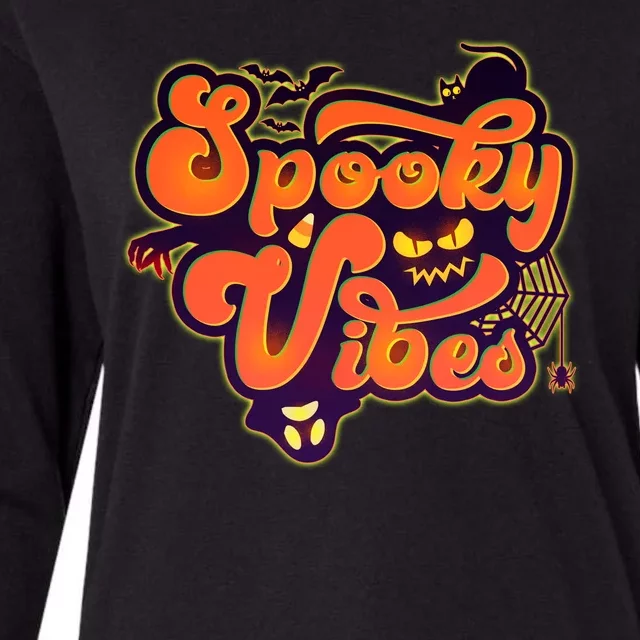 Retro Halloween Spooky Vibes Womens Cotton Relaxed Long Sleeve T-Shirt