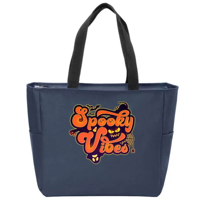 Retro Halloween Spooky Vibes Zip Tote Bag