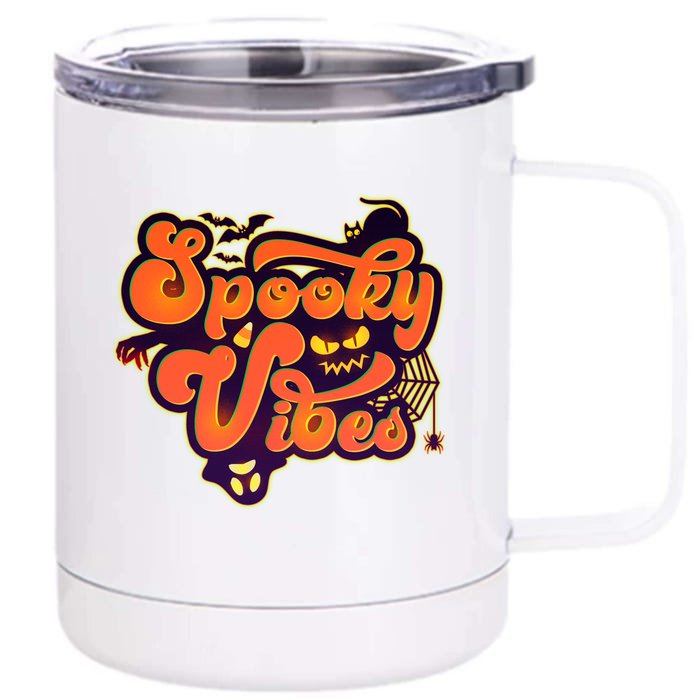 Retro Halloween Spooky Vibes Front & Back 12oz Stainless Steel Tumbler Cup