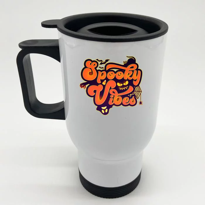 Retro Halloween Spooky Vibes Front & Back Stainless Steel Travel Mug