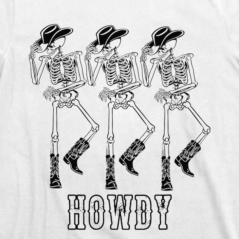 Retro Howdy Skeleton Cow Dancing Cow Boots Horse T-Shirt