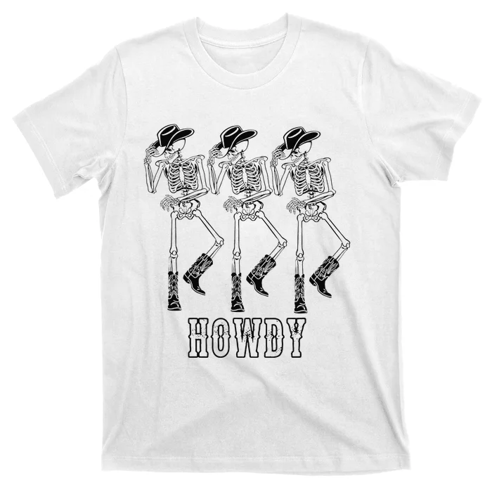 Retro Howdy Skeleton Cow Dancing Cow Boots Horse T-Shirt