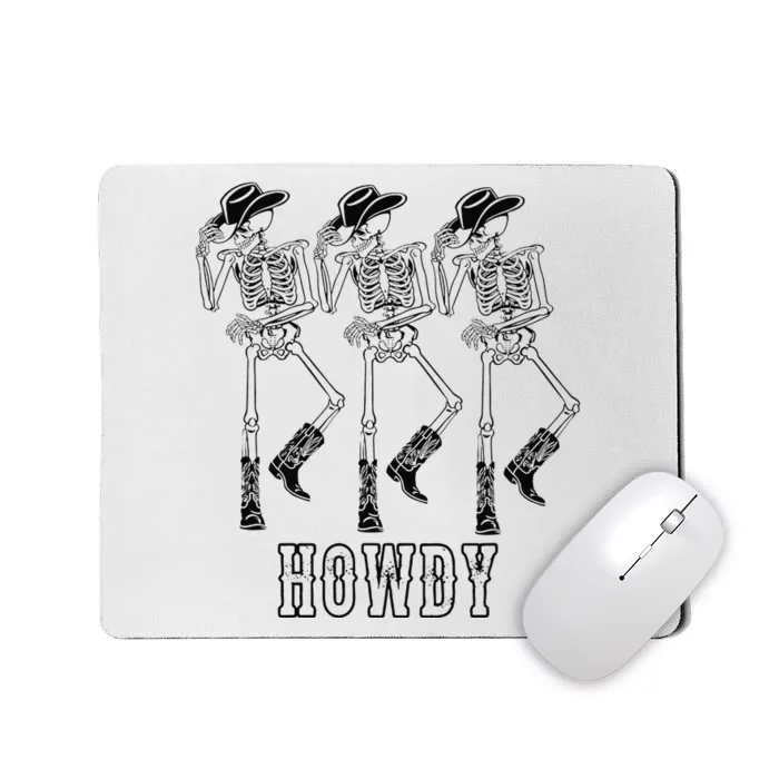 Retro Howdy Skeleton Cow Dancing Cow Boots Horse Mousepad