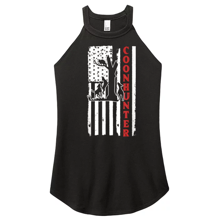 Raccoon Hunting Season USA Flag Coon Hunter Women’s Perfect Tri Rocker Tank