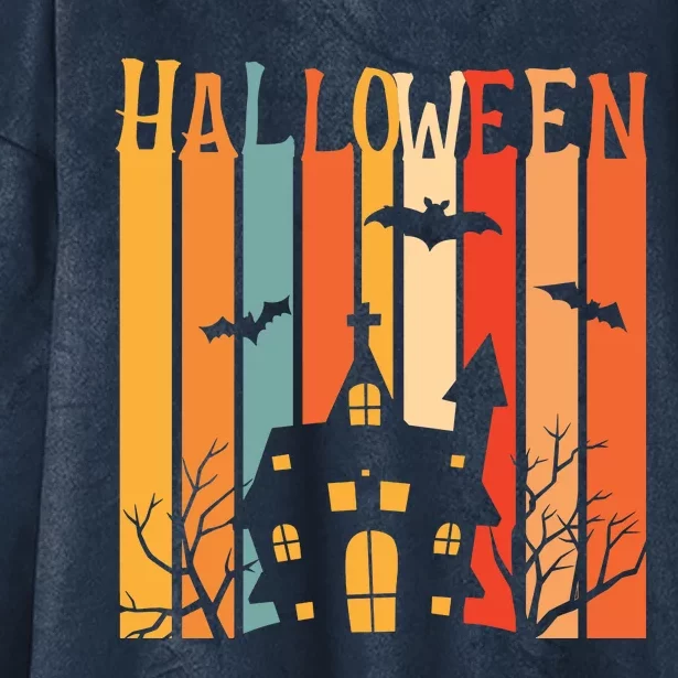 Retro Halloween Scary House Hooded Wearable Blanket