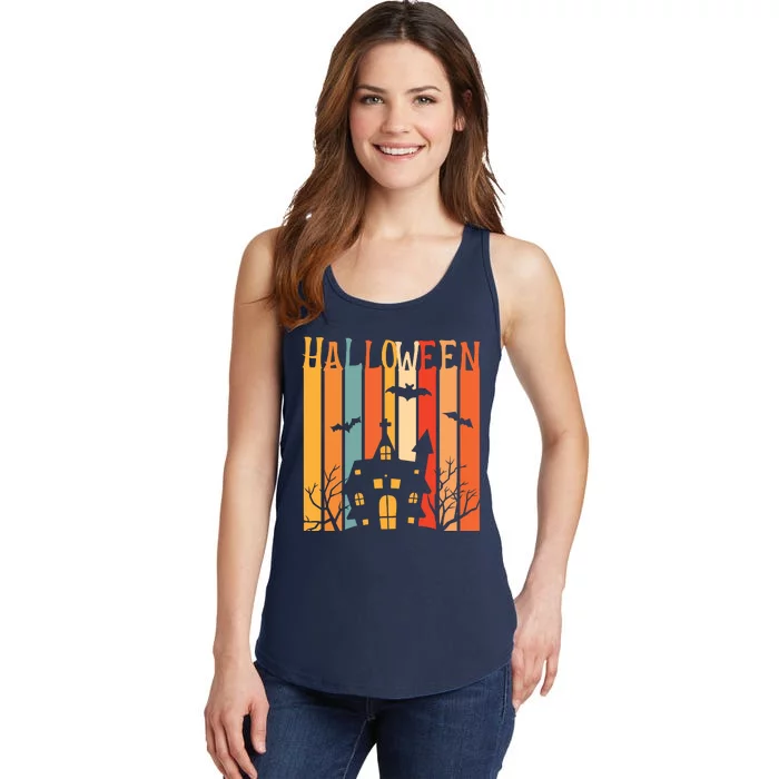 Retro Halloween Scary House Ladies Essential Tank