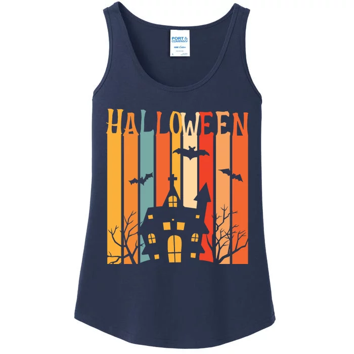 Retro Halloween Scary House Ladies Essential Tank