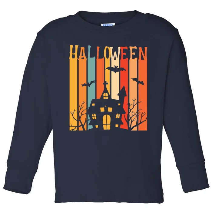 Retro Halloween Scary House Toddler Long Sleeve Shirt