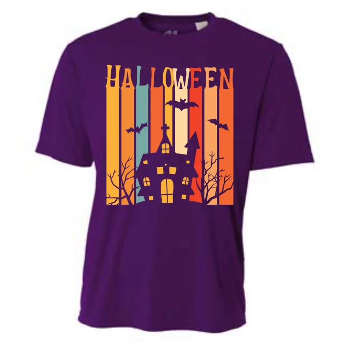 Retro Halloween Scary House Cooling Performance Crew T-Shirt