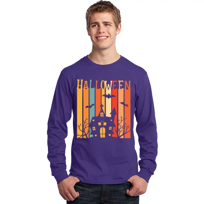 Retro Halloween Scary House Long Sleeve Shirt