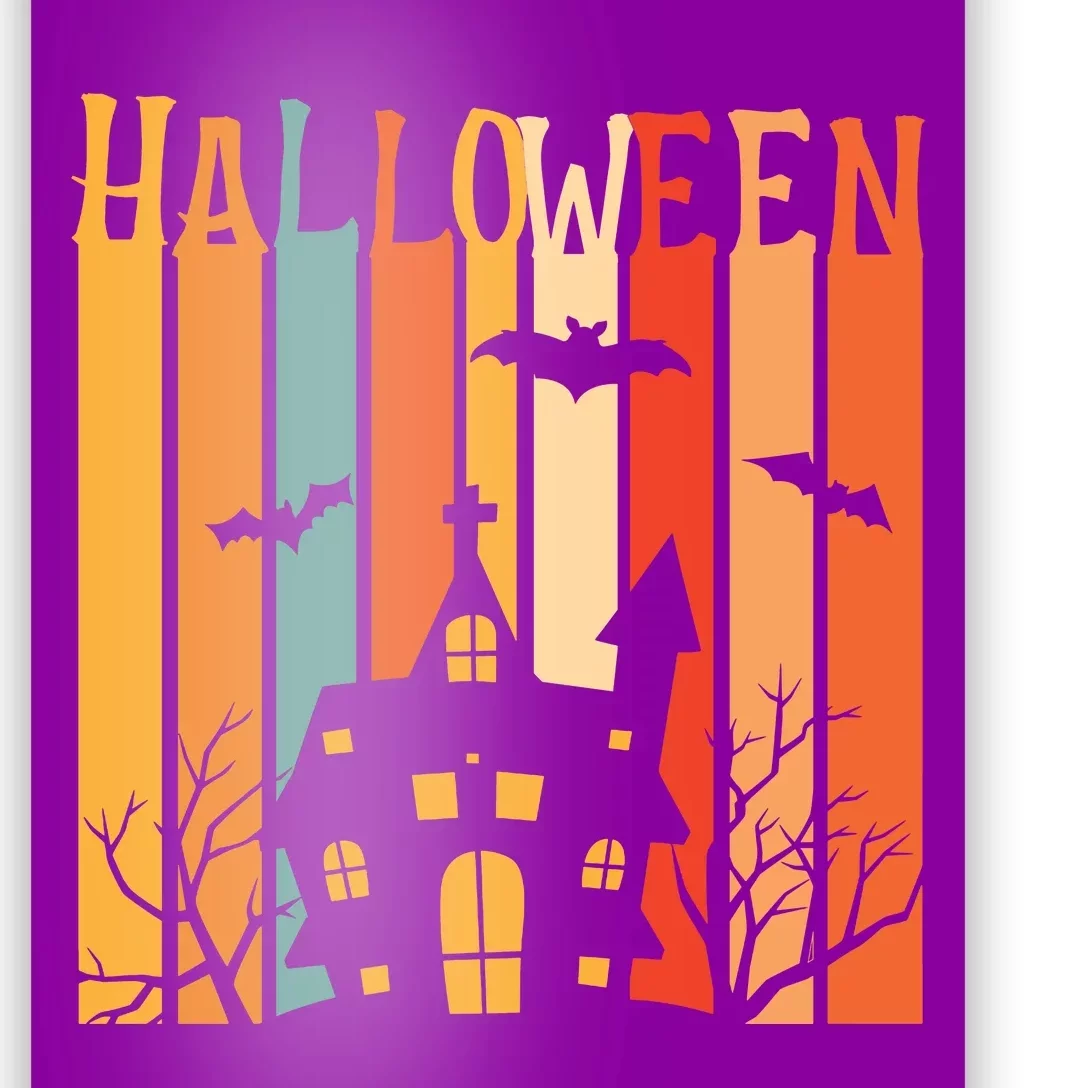 Retro Halloween Scary House Poster