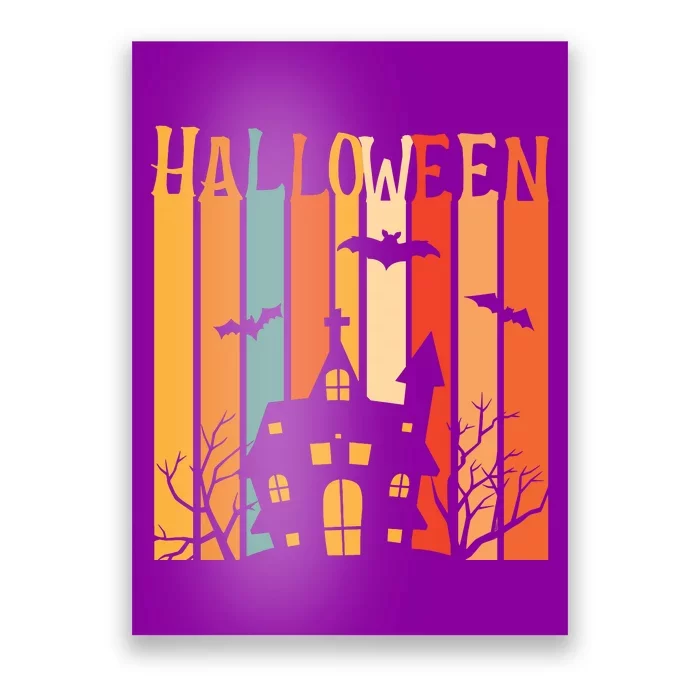 Retro Halloween Scary House Poster