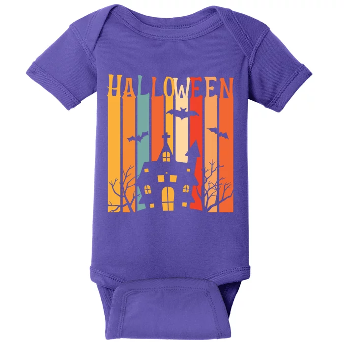 Retro Halloween Scary House Baby Bodysuit