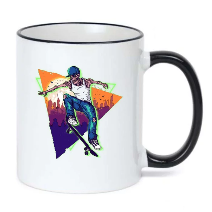 Retro Halloween Skateboarding Skater Skeleton Black Color Changing Mug