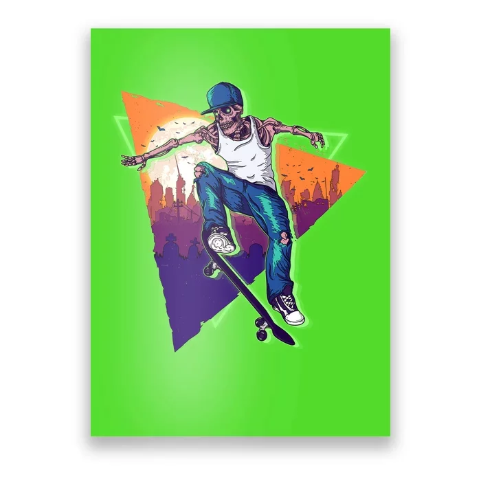 Retro Halloween Skateboarding Skater Skeleton Poster