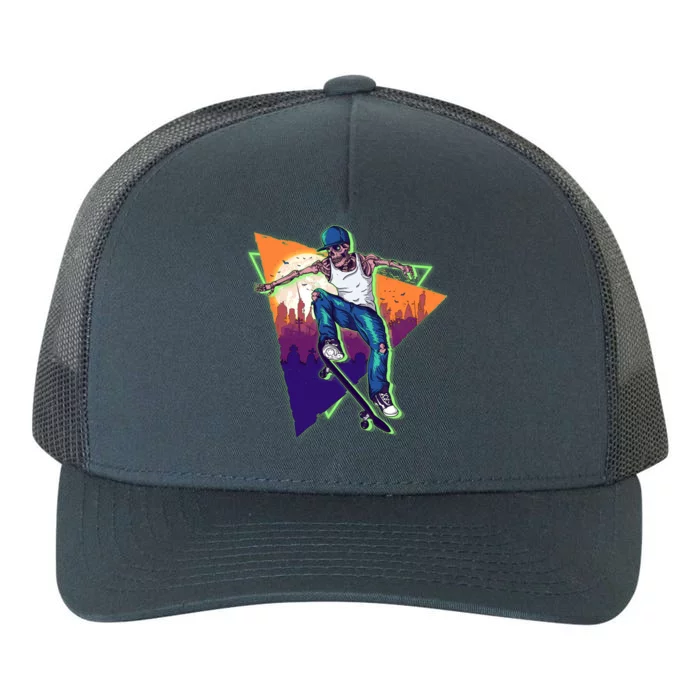 Retro Halloween Skateboarding Skater Skeleton Yupoong Adult 5-Panel Trucker Hat