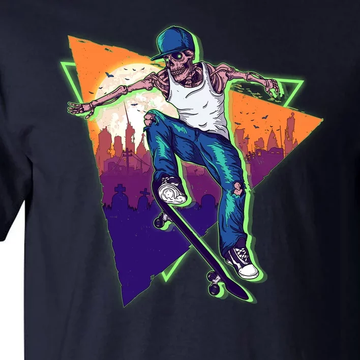 Retro Halloween Skateboarding Skater Skeleton Tall T-Shirt