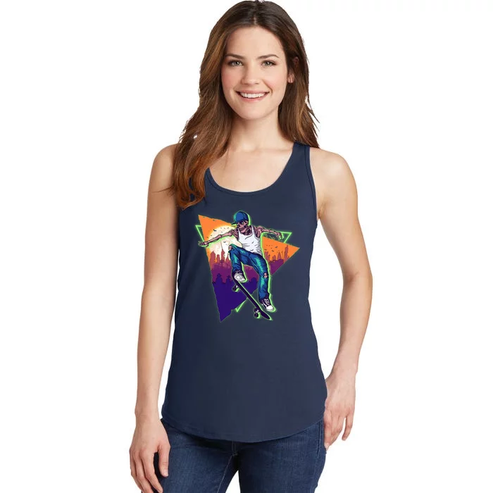 Retro Halloween Skateboarding Skater Skeleton Ladies Essential Tank