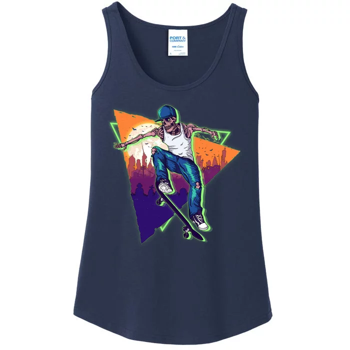 Retro Halloween Skateboarding Skater Skeleton Ladies Essential Tank