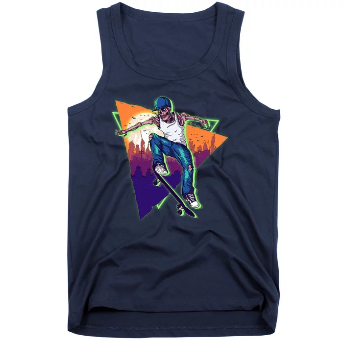 Retro Halloween Skateboarding Skater Skeleton Tank Top