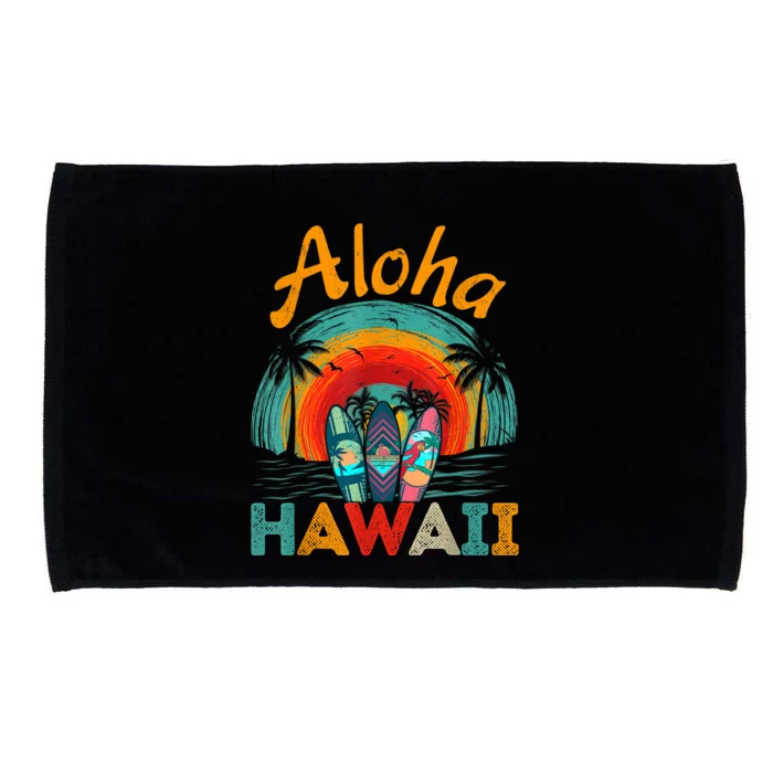 Retro Hawaiian Surfboard Aloha Hawaii Island Surfer Outfits Microfiber Hand Towel