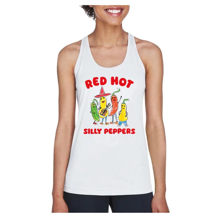 Red Hot Silly Peppers Funny Happy Women's Racerback Tank