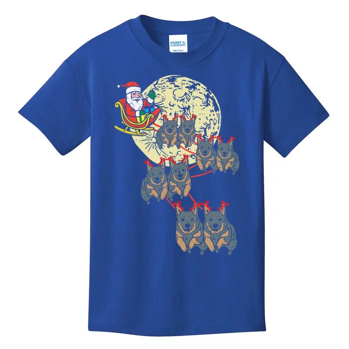 Reindeer Heeler Santa Christmas Animal Cattle Dog Xmas Gift Cute Gift Kids T-Shirt