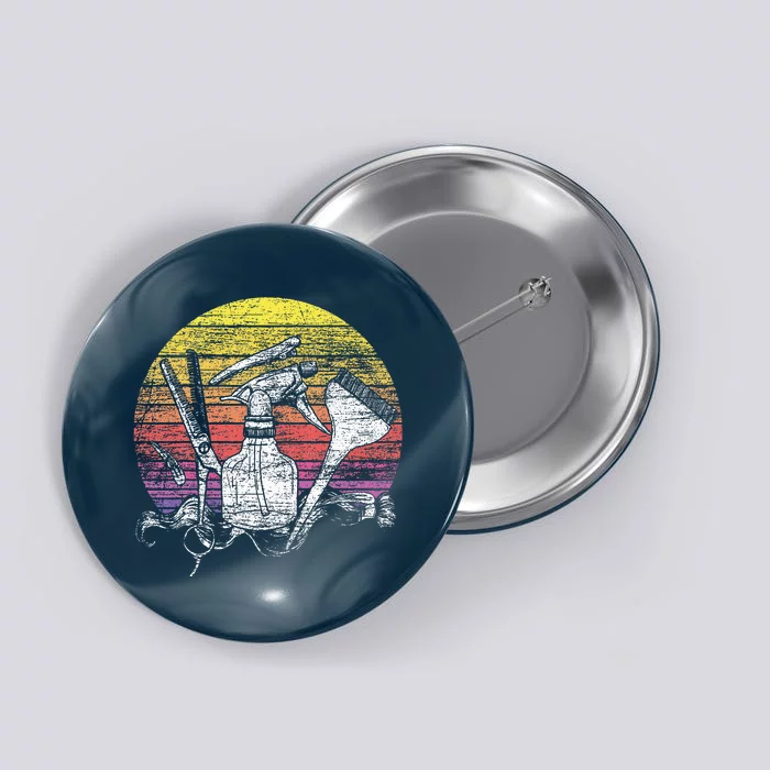 Retro Hair Salon Barber Hairdresser Gift Hairstylist Button