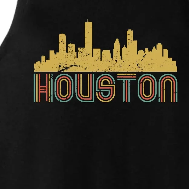 Retro Houston Skyline Texas Ladies Tri-Blend Wicking Tank