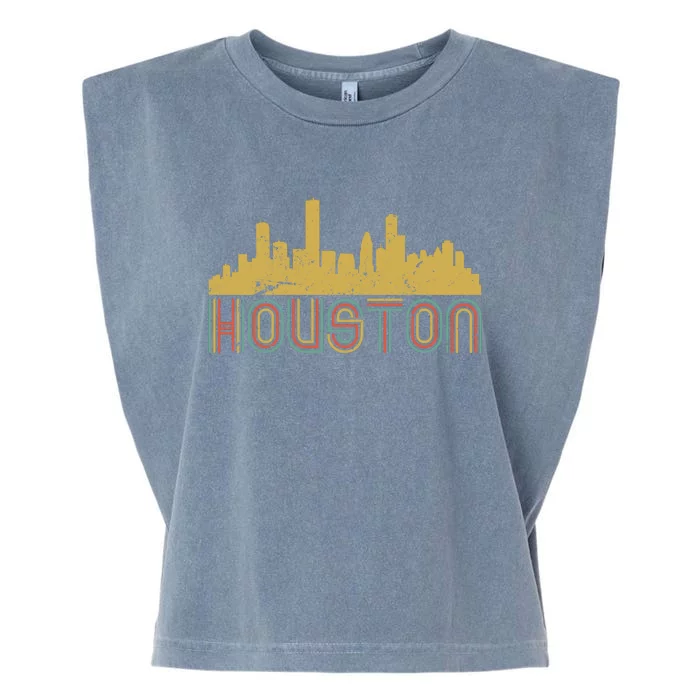 Retro Houston Skyline Texas Garment-Dyed Women's Muscle Tee