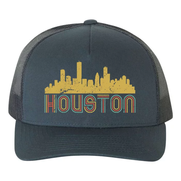 Retro Houston Skyline Texas Yupoong Adult 5-Panel Trucker Hat