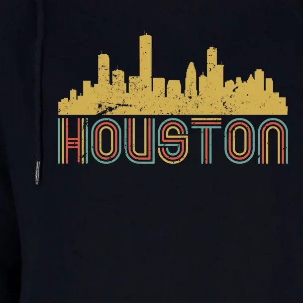 Retro Houston Skyline Texas Womens Funnel Neck Pullover Hood