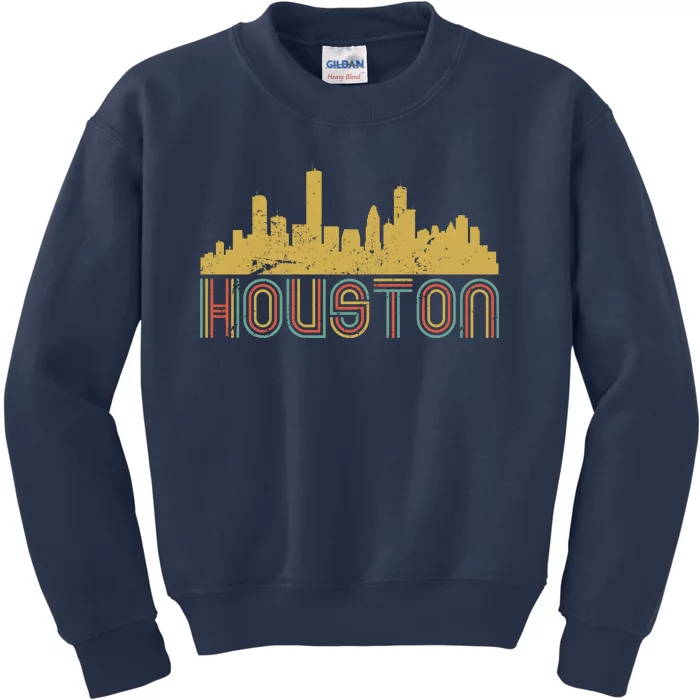 Retro Houston Skyline Texas Kids Sweatshirt