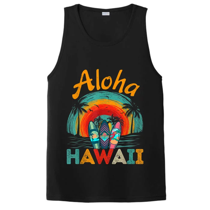 Retro Hawaiian Surfboard Aloha Hawaii Island Surfer Outfits Performance Tank