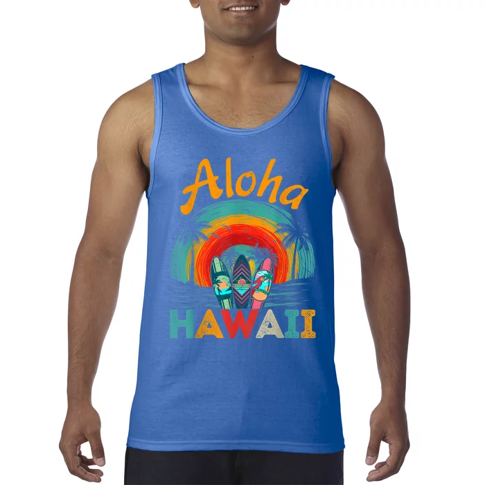 Retro Hawaiian Surfboard Aloha Hawaii Island Surfer Outfits Tank Top