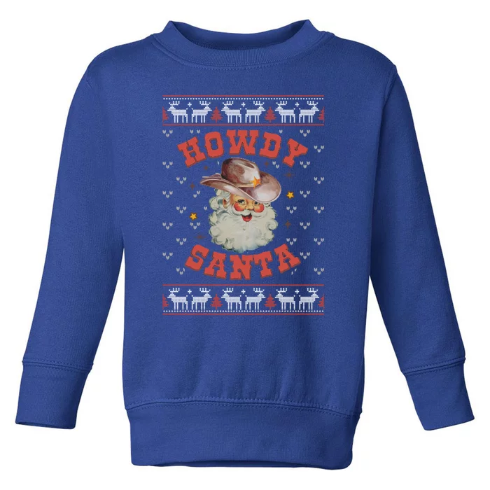 Retro Howdy Santa Country Christmas Christmas Cow Cute Gift Toddler Sweatshirt