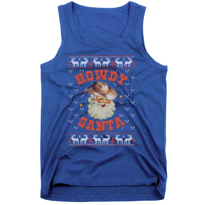 Retro Howdy Santa Country Christmas Christmas Cow Cute Gift Tank Top