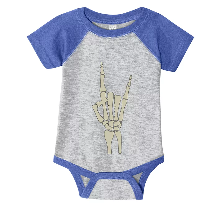 Rock Hand Sign Halloween Skeleton Rock Hand Symbol Rock Gift Infant Baby Jersey Bodysuit