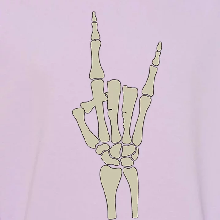 Rock Hand Sign Halloween Skeleton Rock Hand Symbol Rock Gift Garment-Dyed Sweatshirt