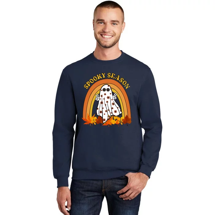 Retro Halloween Spooky Season Ghost Fall Rainbow Tall Sweatshirt