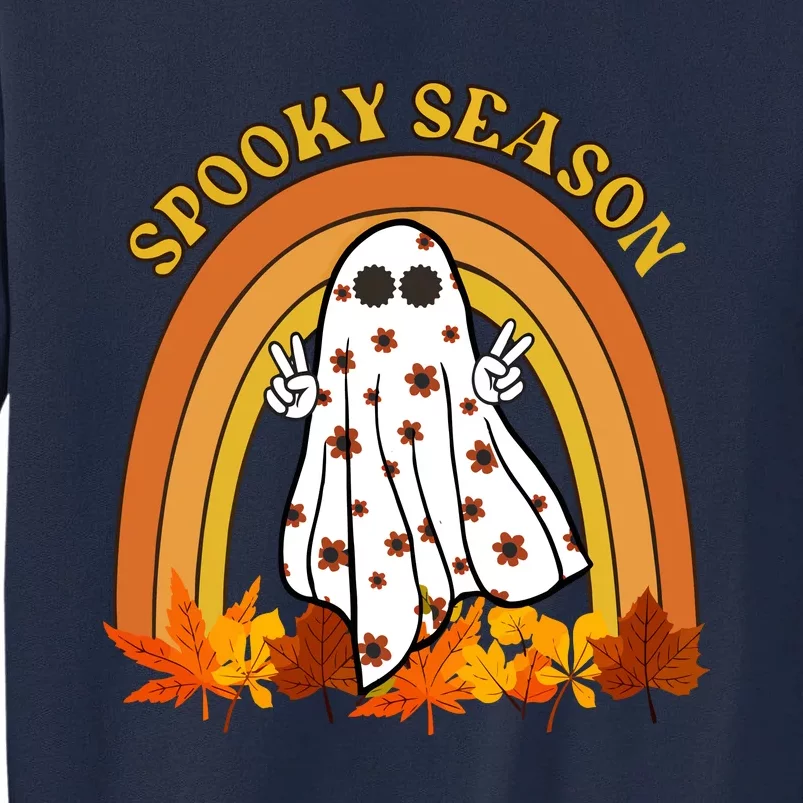 Retro Halloween Spooky Season Ghost Fall Rainbow Tall Sweatshirt