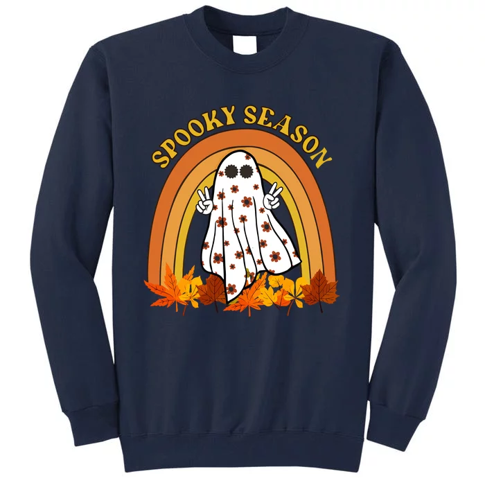 Retro Halloween Spooky Season Ghost Fall Rainbow Tall Sweatshirt