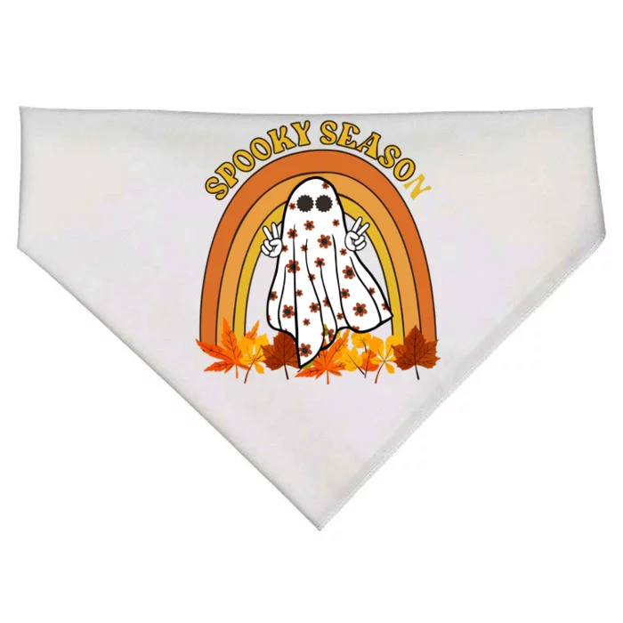 Retro Halloween Spooky Season Ghost Fall Rainbow USA-Made Doggie Bandana