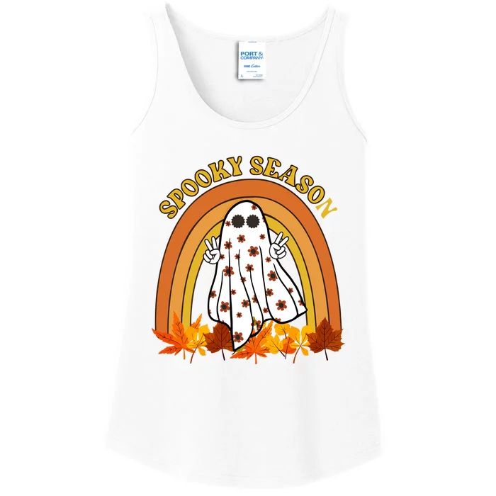 Retro Halloween Spooky Season Ghost Fall Rainbow Ladies Essential Tank